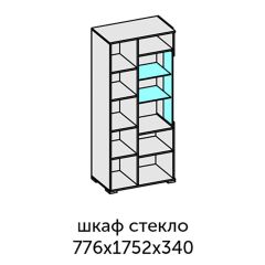 Аллегро-10 Шкаф 2дв. (со стеклом) (дуб крафт золотой-камень темный) в Чебаркуле - chebarkul.mebel24.online | фото 2