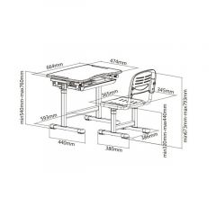 Парта-трансформер + стул PICCOLINO Grey в Чебаркуле - chebarkul.mebel24.online | фото 6