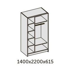 ИННЭС-5 Шкаф-купе 2-х дв. 1400 (2дв. Ф1 - венге) в Чебаркуле - chebarkul.mebel24.online | фото 2