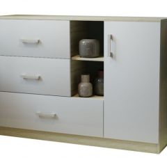 Комод К-3.1 (Дуб сонома/Белый жемчуг) в Чебаркуле - chebarkul.mebel24.online | фото