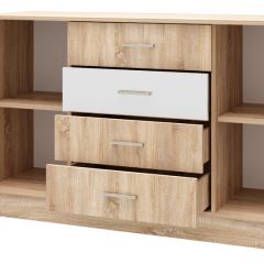 БЕАТРИС Комод К1400 (Дуб Сонома/Белый глянец) в Чебаркуле - chebarkul.mebel24.online | фото 2