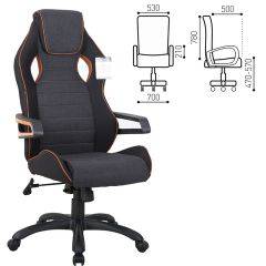 Кресло компьютерное BRABIX Techno Pro GM-003 (ткань черное/серое, вставки оранжевые) 531813 в Чебаркуле - chebarkul.mebel24.online | фото 2