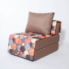 Кресло-кровать бескаркасное Харви (коричневый-геометрия браун) в Чебаркуле - chebarkul.mebel24.online | фото