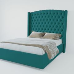 Кровать Берлин ЛЮКС с ПМ 1200 (велюр бирюзовый) в Чебаркуле - chebarkul.mebel24.online | фото 3