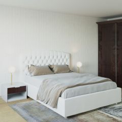 Кровать Берлин с ПМ 1600 (экокожа белая) в Чебаркуле - chebarkul.mebel24.online | фото 2