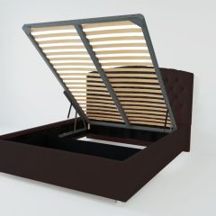 Кровать Берлин с ПМ 800 (экокожа коричневая) в Чебаркуле - chebarkul.mebel24.online | фото 1