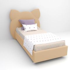 Кровать Котя с ортопедическим основанием 800 (экокожа бежевый) в Чебаркуле - chebarkul.mebel24.online | фото