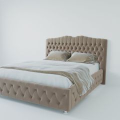 Кровать Нягань с ПМ 1600 (велюр серый) в Чебаркуле - chebarkul.mebel24.online | фото