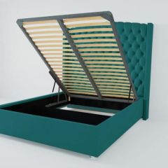 Кровать Берлин ЛЮКС с ПМ 1200 (велюр бирюзовый) в Чебаркуле - chebarkul.mebel24.online | фото