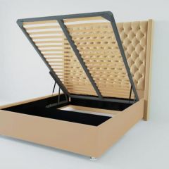 Кровать Версаль ЛЮКС с ПМ 900 (экокожа бежевая) в Чебаркуле - chebarkul.mebel24.online | фото 2