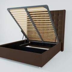 Кровать Венеция ЛЮКС с ПМ 1200 (экокожа коричневая) в Чебаркуле - chebarkul.mebel24.online | фото