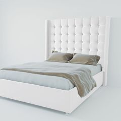 Кровать Венеция ЛЮКС с ПМ 2000 (экокожа белая) в Чебаркуле - chebarkul.mebel24.online | фото 2