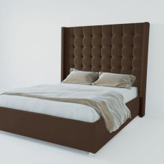 Кровать Венеция ЛЮКС с ПМ 800 (экокожа коричневая) в Чебаркуле - chebarkul.mebel24.online | фото