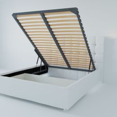 Кровать Венеция с ПМ 1400 (экокожа белая) в Чебаркуле - chebarkul.mebel24.online | фото 1