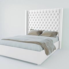 Кровать Версаль ЛЮКС с ПМ 2000 (экокожа белая) в Чебаркуле - chebarkul.mebel24.online | фото