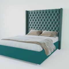 Кровать Версаль ЛЮКС с ПМ 2000 (велюр бирюзовая) в Чебаркуле - chebarkul.mebel24.online | фото
