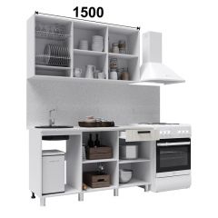Кухня ДИОР 1.5 м (белый/дуб крафт белый) в Чебаркуле - chebarkul.mebel24.online | фото 2