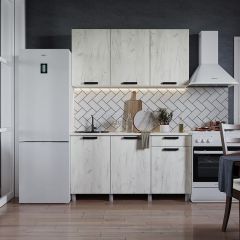 Кухня ДИОР 1.5 м (белый/дуб крафт белый) в Чебаркуле - chebarkul.mebel24.online | фото