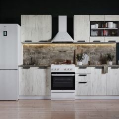Кухня ДИОР 2 м со стеклом (белый/дуб крафт белый) в Чебаркуле - chebarkul.mebel24.online | фото