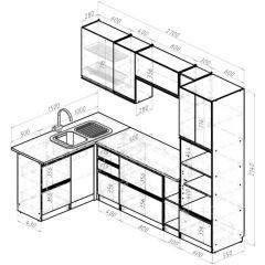 Кухонный гарнитур Адажио мега прайм 1500 х 2700 мм в Чебаркуле - chebarkul.mebel24.online | фото 2