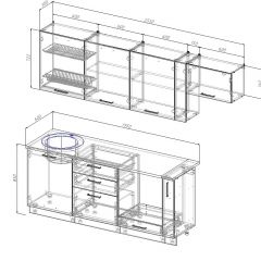 Кухонный гарнитур Вегас 2550 (Стол. 26мм) в Чебаркуле - chebarkul.mebel24.online | фото 2