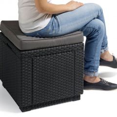 Пуфик Куб с подушкой (Cube with cushion) графит - прохладный серый в Чебаркуле - chebarkul.mebel24.online | фото 2