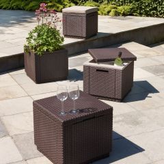 Пуфик Куб с подушкой (Cube with cushion) коричневый - серо-бежевый* в Чебаркуле - chebarkul.mebel24.online | фото 3