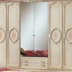 Шкаф 6-и дверный с зеркалами (01.146) Роза (беж) в Чебаркуле - chebarkul.mebel24.online | фото