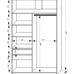 Шкаф-купе 1400 серии SOFT D1+D3+B2+PL1 (2 ящика+1штанга) профиль «Графит» в Чебаркуле - chebarkul.mebel24.online | фото 3