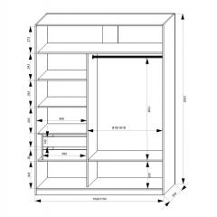 Шкаф-купе 1500 серии NEW CLASSIC K2+K2+B2+PL2(2 ящика+1 штанга+1 полка) профиль «Капучино» в Чебаркуле - chebarkul.mebel24.online | фото 3