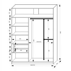 Шкаф-купе 1500 серии NEW CLASSIC K4+K4+B2+PL4 (2 ящика+F обр. штанга) профиль «Капучино» в Чебаркуле - chebarkul.mebel24.online | фото 3