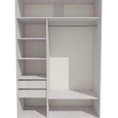 Шкаф-купе 1500 серии SILVER S1+S1+B2+PL2 (2 ящика+1 штанга+1 полка) профиль «Серебро» в Чебаркуле - chebarkul.mebel24.online | фото 2