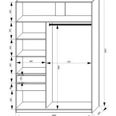 Шкаф-купе 1600 серии SOFT D1+D3+B2+PL1 (2 ящика+1штанга) профиль «Графит» в Чебаркуле - chebarkul.mebel24.online | фото 4