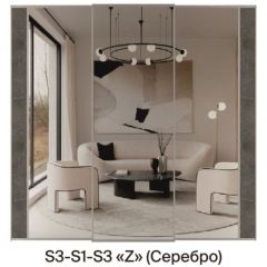 Шкаф-купе 1950 серии SILVER S3+S1+S3Z B22+PL2 (по 2 ящика лев/прав+1штанга+1 полка) профиль «Серебро» в Чебаркуле - chebarkul.mebel24.online | фото 8