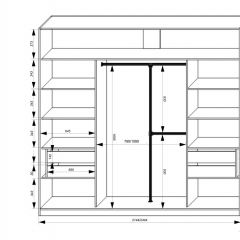 Шкаф-купе 2450 серии NEW CLASSIC K4+K4+K4+B22+PL4 (по 2 ящика лев/прав+F обр.штанга) профиль «Капучино» в Чебаркуле - chebarkul.mebel24.online | фото 3