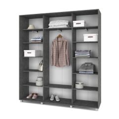 МАРТИН Шкаф-купе с зеркалом Камень темный (2000*450) М402 в Чебаркуле - chebarkul.mebel24.online | фото 2