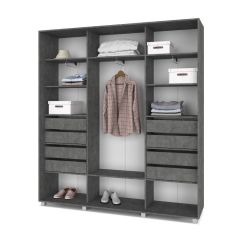 МАРТИН Шкаф-купе с зеркалом Камень темный (2000*450) М402 в Чебаркуле - chebarkul.mebel24.online | фото 4