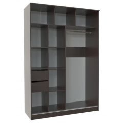Шкаф-купе ПШ-2.9 1500 Фасад ВСТАВКА МДФ | СТЕКЛО (Венге/Стекло черное) в Чебаркуле - chebarkul.mebel24.online | фото 2