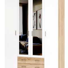 БЕАТРИС Шкаф КВАДРО с 2зер., 4дв. 2ящ. (Дуб Сонома/Белый глянец) в Чебаркуле - chebarkul.mebel24.online | фото 1