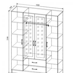 СОФИ СШК1600.1Шкаф 4-х ств с2мя зерк, 2 ящиками в Чебаркуле - chebarkul.mebel24.online | фото 2