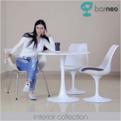 Стул Barneo N-8 Tulip style белый с белой подушкой в Чебаркуле - chebarkul.mebel24.online | фото 2