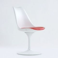 Стул Barneo N-8 Tulip style белый с красной подушкой в Чебаркуле - chebarkul.mebel24.online | фото 3