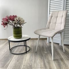 Стул CHIC HE622-01/ HE622-05 топленое молоко, ткань/ белый каркас М-City в Чебаркуле - chebarkul.mebel24.online | фото 4