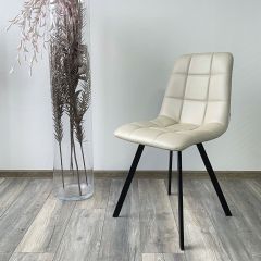 Стул CHILLI SQUARE HK017-02 серо-бежевый, PU/ черный каркас М-City в Чебаркуле - chebarkul.mebel24.online | фото 2