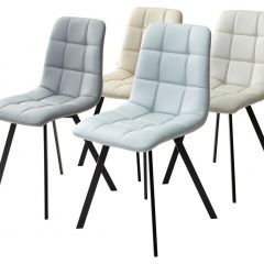 Стул CHILLI SQUARE HK017-03 светло-серый, PU/ черный каркас М-City в Чебаркуле - chebarkul.mebel24.online | фото 2