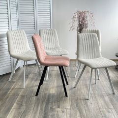 Стул ELVIS WZ2042-01 молочный фактурный велюр / белый каркас М-City в Чебаркуле - chebarkul.mebel24.online | фото 2