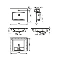 Умывальник мебельный "Quadro 60" Sanita Luxe в Чебаркуле - chebarkul.mebel24.online | фото 4