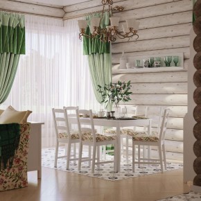Комлект Вествик обеденный стол и четыре стула, массив сосны, цвет белый в Чебаркуле - chebarkul.mebel24.online | фото 1