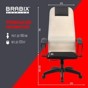 Кресло BRABIX PREMIUM "Ultimate EX-800" пластик, плотная двойная сетка Х2, черное/бежевое, 532916 в Чебаркуле - chebarkul.mebel24.online | фото 6