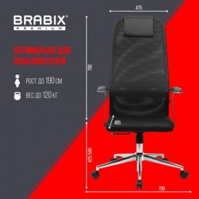 Кресло BRABIX PREMIUM "Ultimate EX-801" хром, плотная двойная сетка Х2, черное, 532917 в Чебаркуле - chebarkul.mebel24.online | фото 7